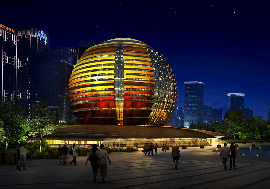 国际会议中心夜景照明效果